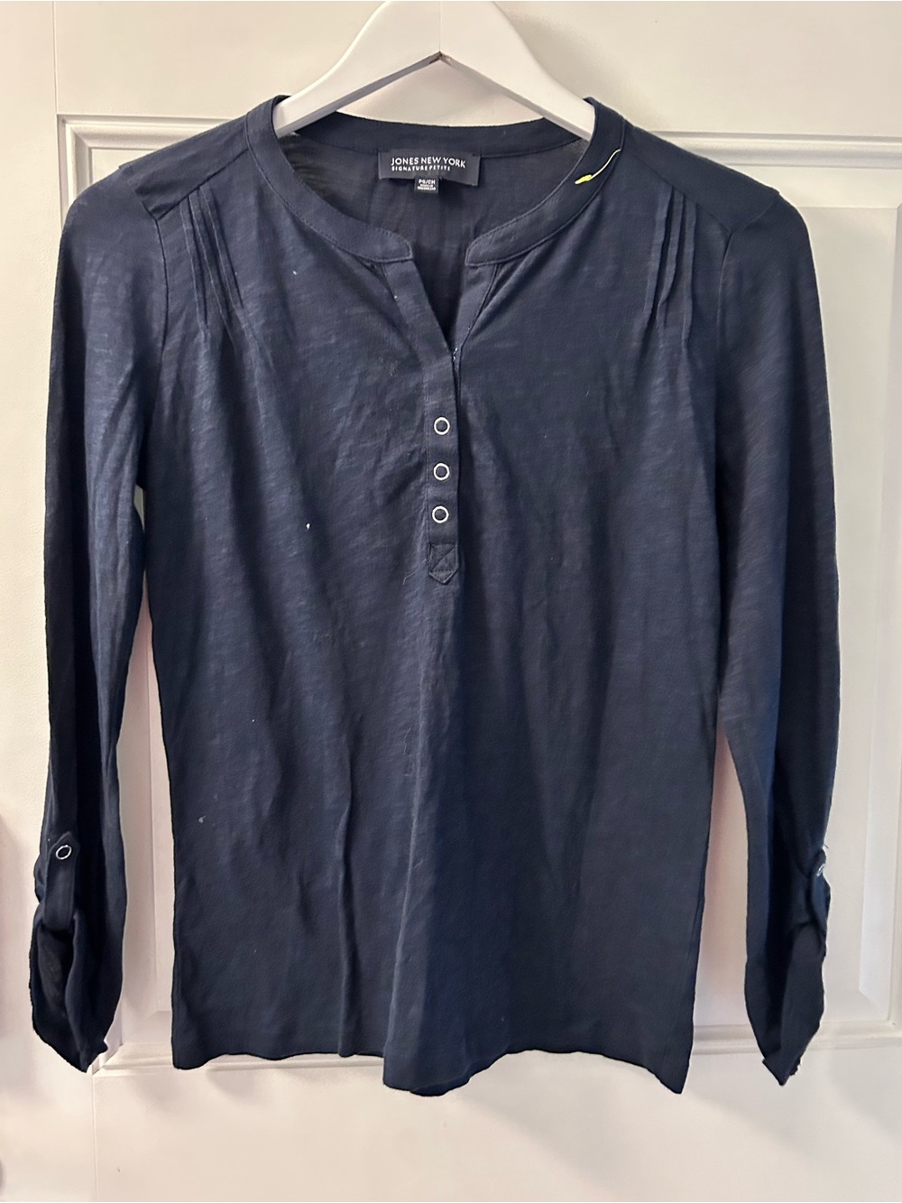 Jones New York Navy Long-Sleeve Henley Top